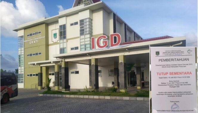 
					Pasien Penuh, IGD RSUD Grati Tutup Layanan