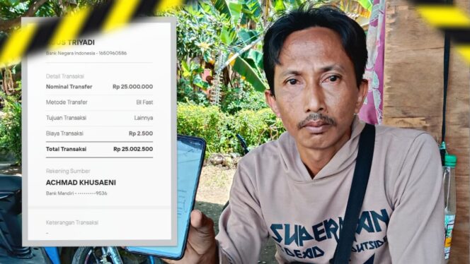 
					Hasanudin saat menunjukkan bukti tranfernya ke rekening penjual minyak goreng atas nama Agus Triadi asal Jawa Tengah. 