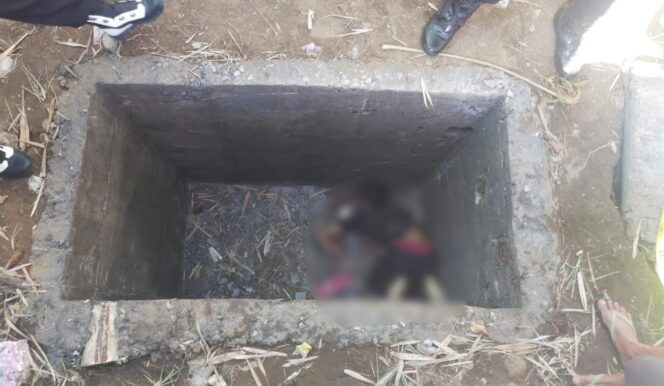 
					MENINGGAL: Kondisi korban saat ditemukan di dalam septic tank. (foto: Ali Ya'lu)