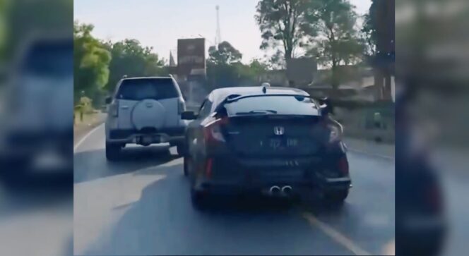 
					Tangkapan layar video mobil Honda Civic yang melaju ugal-ugalan di jalur pantura Kota Kraksaan, Kabupaten Probolinggo.