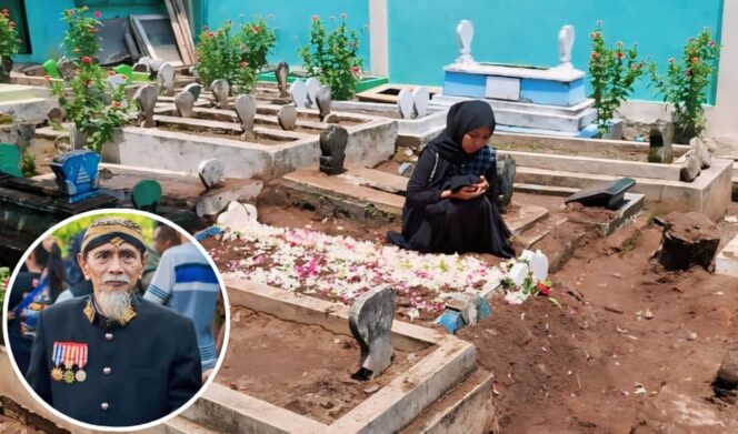 
					TAKZIYAH: Warga sedang takziyah di makam Mbah Guco. Insert: Mbah Guco semasa hidupnya. (foto: Hafiz Rozani).