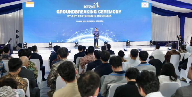 
					GROUNDBREAKING: Pembukaan pabrik Korea Tomorrow & Global (KT&G) di kawasan Pasuruan Industri Estate Rembang (PIER). (foto: Moh. Rois).