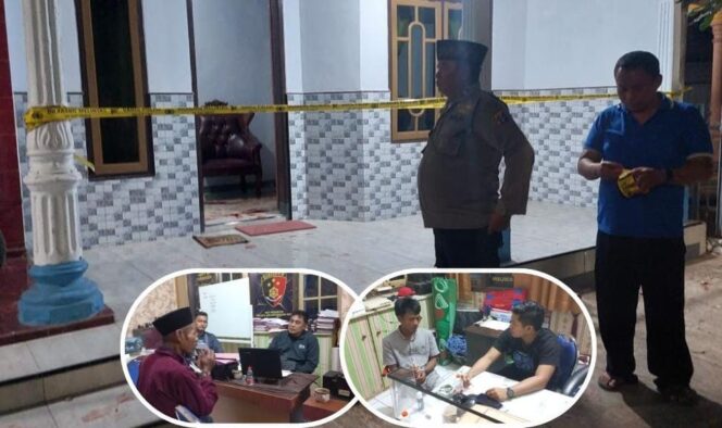 
					PENGANIAYAAN: Satreskrim Polres Probolinggo Kota gelar olah TKP di lokasi penganiayaan.  Insert: Kedua pelaku diperiksa polisi. (foto: Hafiz Rozani).