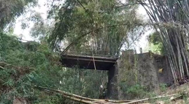 TERJUN SUNGAI: Lokasi jatuhnya motor di Sungai Krecek, Desa Kayu Kebek, Kecamatan Tutur, Kabupaten Pasuruan, Kamis (19/9/24) siang. (foto: Moh. Rois)
