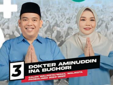 UNGGUL: Paslon Walikota - Wakil Walikota Probolinggo nomor urut 3, dr. Aminuddin - Ina Dwi Lestari unggul 39,17 persen versi quick count. (foto: IG dokteraminudin)