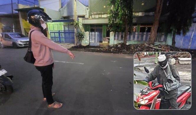 
					PERAMPOKAN: Lokasi terjatuhnya pelaku perampokan saat dikejar warga Kel. Mangunharjo, Kec. Mayangan, Kota Probolinggo. Insert: tangkapan layar video wajah pelaku. (foto: Hafiz Rozani)
