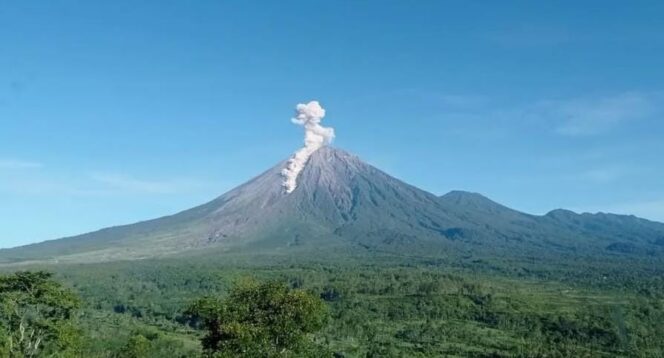 
					ERUPSI: Gunung Semeru yang berada di Kabupaten Lumajang mengalami erupsi, Selasa (24/12/24) dini hari. (Foto: Asmadi)