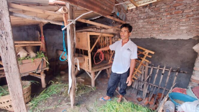 
					KEMALINGAN: Muhammad Hasan, pemilik domba menunjukkan lokasi kambing yang hilang. (*)