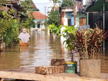 Banjir merendam Desa Winongan Kidul, Kecamatan Winongan, Kabupaten Pasuruan.  