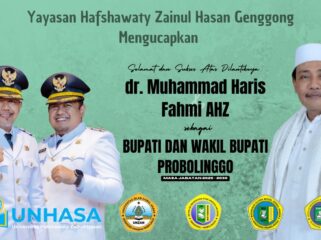 SINERGI: Gus Haris - Ra Fahmi usai dilantik sebagai Bupati - Wakil Bupati Probolinggo dan Ketua Yayasan Hafshawaty Zainul Hasan Genggong, KH. Moh. Hasan Mutawakkil Allallah, SH, MM. (foto: istimewa).