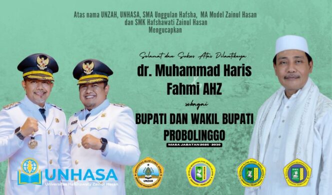 
					SINERGI: Gus Haris - Ra Fahmi usai dilantik sebagai Bupati - Wakil Bupati Probolinggo dan Pengasuh Pesantren Zainul Hasan Genggong, KH. Moh. Hasan Mutawakkil Allallah, SH, MM. (foto: istimewa).