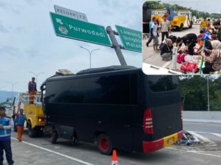 Bus Brimob angkut siswa kecelakaan di Tol Pandaan-Malang, sopir tewas.