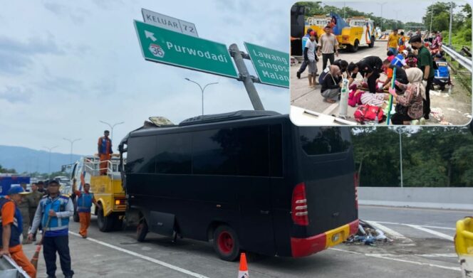 
					Bus Brimob angkut siswa kecelakaan di Tol Pandaan-Malang, sopir tewas.