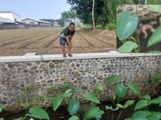 HEBOH! Warga menunjukkan lokasi penemuan jasad bayi di sungai Kelurahan Pilang, Kec. Kademangan, Kota Probolinggo. Insert: Jasad bayi saat ditemukan. (foto: Hafiz Rozani)